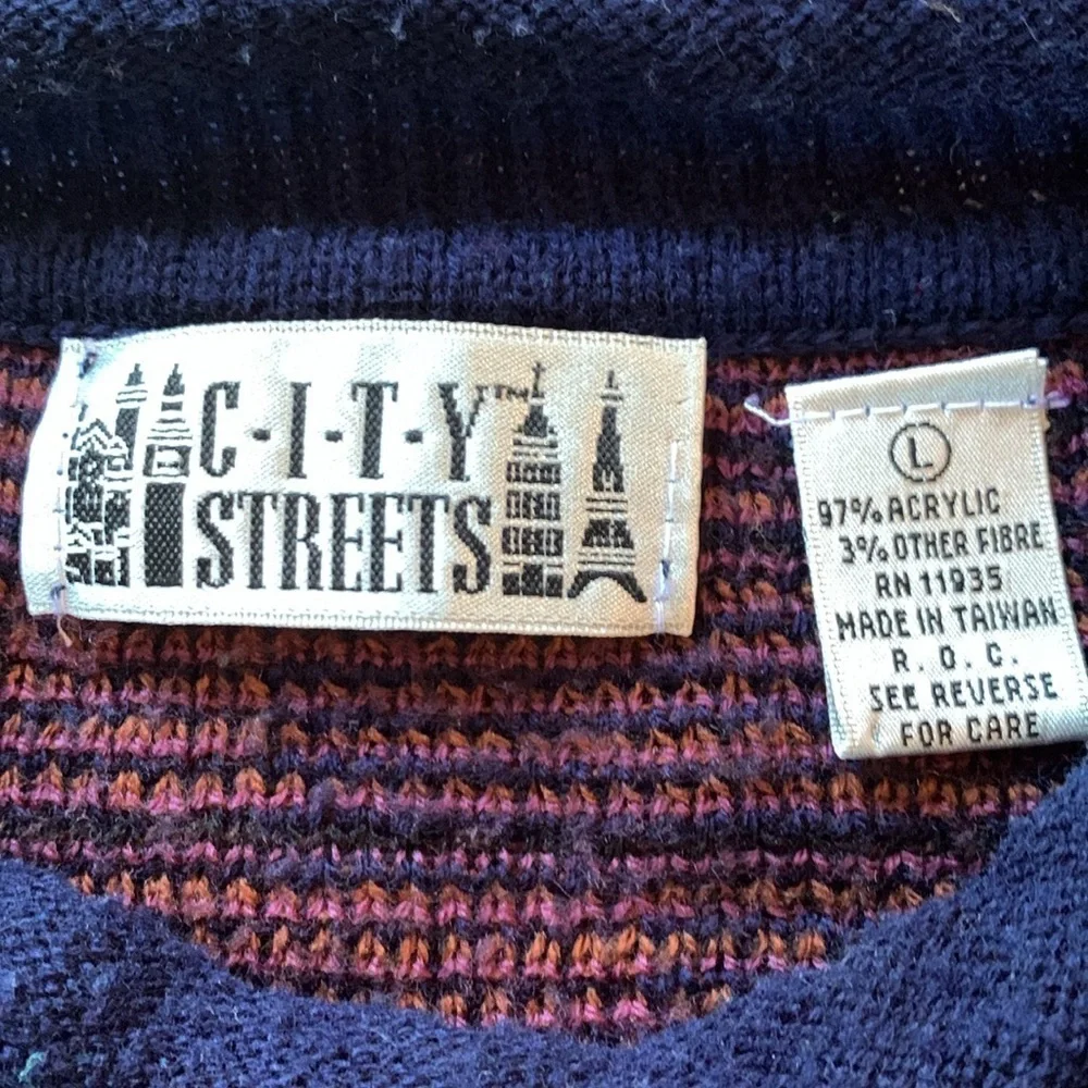 City Streets sz L vintage multi colored grandpa sweater - Picture 5 of 6